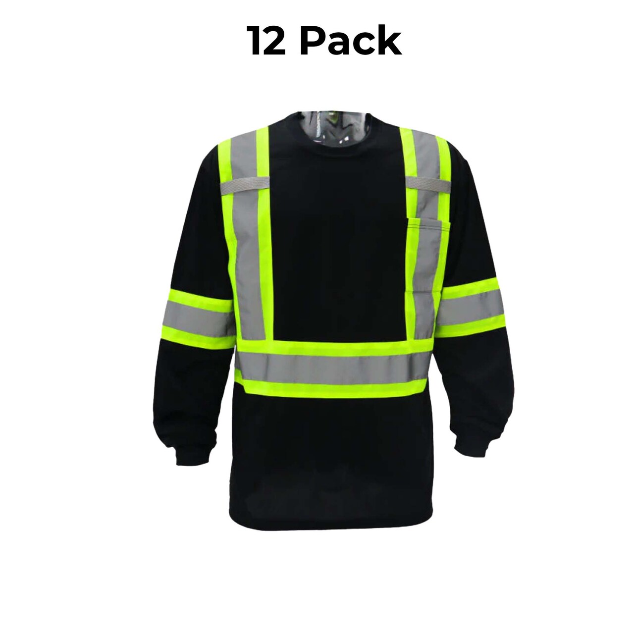 High Visibility Contrast Long Sleeve Safety Shirt Reflective Polyester Workwear for Outdoor Use